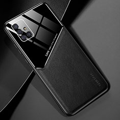 Silikon Hülle Handyhülle Gummi Schutzhülle Flexible Leder Tasche mit Magnetisch für Samsung Galaxy A51 4G Schwarz