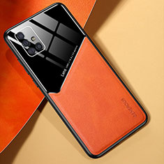 Silikon Hülle Handyhülle Gummi Schutzhülle Flexible Leder Tasche mit Magnetisch für Samsung Galaxy A51 5G Orange