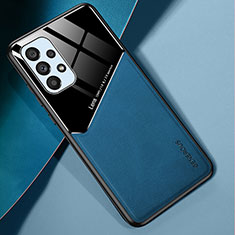 Silikon Hülle Handyhülle Gummi Schutzhülle Flexible Leder Tasche mit Magnetisch für Samsung Galaxy A53 5G Blau