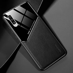 Silikon Hülle Handyhülle Gummi Schutzhülle Flexible Leder Tasche mit Magnetisch für Samsung Galaxy A70 Schwarz