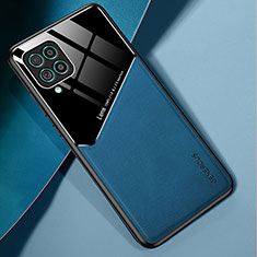 Silikon Hülle Handyhülle Gummi Schutzhülle Flexible Leder Tasche mit Magnetisch für Samsung Galaxy F62 5G Blau