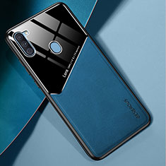 Silikon Hülle Handyhülle Gummi Schutzhülle Flexible Leder Tasche mit Magnetisch für Samsung Galaxy M11 Blau