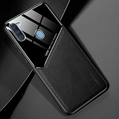 Silikon Hülle Handyhülle Gummi Schutzhülle Flexible Leder Tasche mit Magnetisch für Samsung Galaxy M11 Schwarz