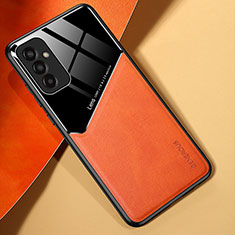 Silikon Hülle Handyhülle Gummi Schutzhülle Flexible Leder Tasche mit Magnetisch für Samsung Galaxy M13 4G Orange