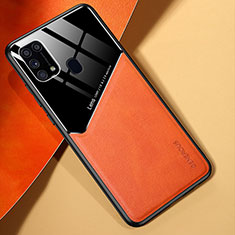 Silikon Hülle Handyhülle Gummi Schutzhülle Flexible Leder Tasche mit Magnetisch für Samsung Galaxy M31 Orange