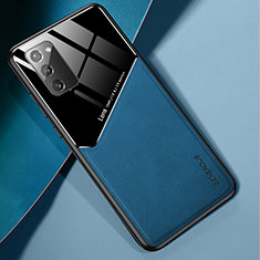 Silikon Hülle Handyhülle Gummi Schutzhülle Flexible Leder Tasche mit Magnetisch für Samsung Galaxy Note 20 5G Blau