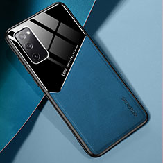 Silikon Hülle Handyhülle Gummi Schutzhülle Flexible Leder Tasche mit Magnetisch für Samsung Galaxy S20 FE (2022) 5G Blau