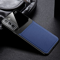 Silikon Hülle Handyhülle Gummi Schutzhülle Flexible Leder Tasche mit Magnetisch für Samsung Galaxy S21 5G Blau