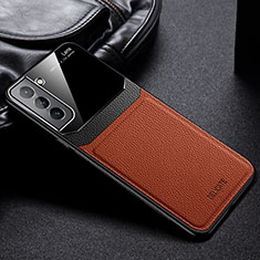 Silikon Hülle Handyhülle Gummi Schutzhülle Flexible Leder Tasche mit Magnetisch für Samsung Galaxy S21 Plus 5G Braun