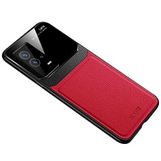 Silikon Hülle Handyhülle Gummi Schutzhülle Flexible Leder Tasche mit Magnetisch für Vivo iQOO 8 5G Rot
