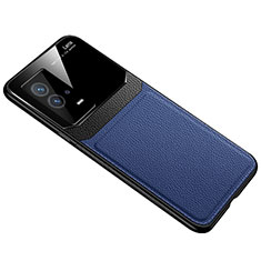 Silikon Hülle Handyhülle Gummi Schutzhülle Flexible Leder Tasche mit Magnetisch für Vivo iQOO 8 Pro 5G Blau