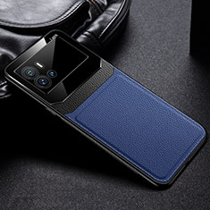 Silikon Hülle Handyhülle Gummi Schutzhülle Flexible Leder Tasche mit Magnetisch für Vivo iQOO 9 5G Blau
