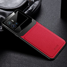 Silikon Hülle Handyhülle Gummi Schutzhülle Flexible Leder Tasche mit Magnetisch für Vivo iQOO 9 5G Rot