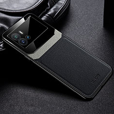 Silikon Hülle Handyhülle Gummi Schutzhülle Flexible Leder Tasche mit Magnetisch für Vivo iQOO 9 5G Schwarz
