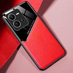 Silikon Hülle Handyhülle Gummi Schutzhülle Flexible Leder Tasche mit Magnetisch für Vivo X80 Lite 5G Rot