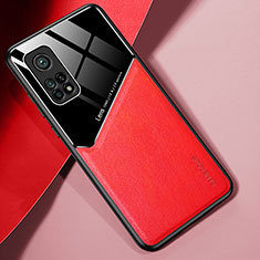 Silikon Hülle Handyhülle Gummi Schutzhülle Flexible Leder Tasche mit Magnetisch für Xiaomi Mi 10T 5G Rot