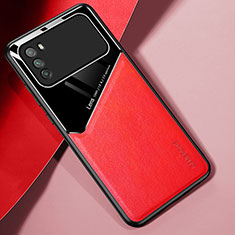 Silikon Hülle Handyhülle Gummi Schutzhülle Flexible Leder Tasche mit Magnetisch für Xiaomi Poco M3 Rot
