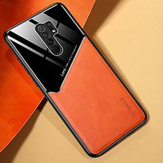 Silikon Hülle Handyhülle Gummi Schutzhülle Flexible Leder Tasche mit Magnetisch für Xiaomi Redmi 9 Orange