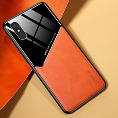 Silikon Hülle Handyhülle Gummi Schutzhülle Flexible Leder Tasche mit Magnetisch für Xiaomi Redmi 9A Orange