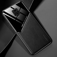 Silikon Hülle Handyhülle Gummi Schutzhülle Flexible Leder Tasche mit Magnetisch für Xiaomi Redmi Note 9S Schwarz
