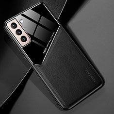 Silikon Hülle Handyhülle Gummi Schutzhülle Flexible Leder Tasche mit Magnetisch M01 für Samsung Galaxy S21 5G Schwarz