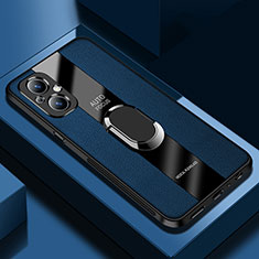 Silikon Hülle Handyhülle Gummi Schutzhülle Flexible Leder Tasche mit Magnetisch S01 für Oppo F21 Pro 5G Blau