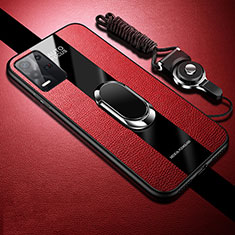 Silikon Hülle Handyhülle Gummi Schutzhülle Flexible Leder Tasche mit Magnetisch S01 für Oppo K9X 5G Rot
