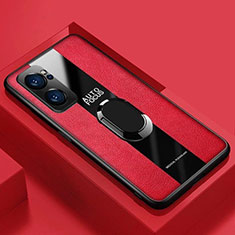 Silikon Hülle Handyhülle Gummi Schutzhülle Flexible Leder Tasche mit Magnetisch S01 für Oppo Reno7 Pro 5G Rot