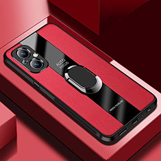 Silikon Hülle Handyhülle Gummi Schutzhülle Flexible Leder Tasche mit Magnetisch S01 für Oppo Reno8 Lite 5G Rot