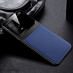 Silikon Hülle Handyhülle Gummi Schutzhülle Flexible Leder Tasche mit Magnetisch S01 für Vivo iQOO 8 5G Blau