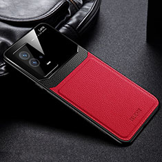 Silikon Hülle Handyhülle Gummi Schutzhülle Flexible Leder Tasche mit Magnetisch S01 für Vivo iQOO 8 5G Rot
