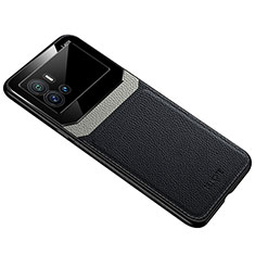 Silikon Hülle Handyhülle Gummi Schutzhülle Flexible Leder Tasche mit Magnetisch S01 für Vivo iQOO 9 5G Schwarz