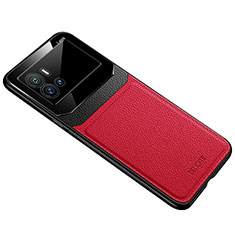 Silikon Hülle Handyhülle Gummi Schutzhülle Flexible Leder Tasche mit Magnetisch S01 für Vivo iQOO 9 Pro 5G Rot