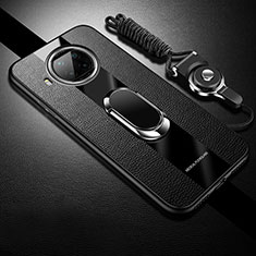 Silikon Hülle Handyhülle Gummi Schutzhülle Flexible Leder Tasche mit Magnetisch S01 für Xiaomi Mi 10i 5G Schwarz