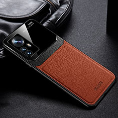 Silikon Hülle Handyhülle Gummi Schutzhülle Flexible Leder Tasche mit Magnetisch S01 für Xiaomi Mi 12 5G Braun