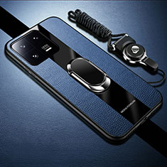 Silikon Hülle Handyhülle Gummi Schutzhülle Flexible Leder Tasche mit Magnetisch S01 für Xiaomi Mi 13 Pro 5G Blau