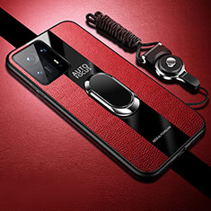Silikon Hülle Handyhülle Gummi Schutzhülle Flexible Leder Tasche mit Magnetisch S01 für Xiaomi Mi Mix 4 5G Rot