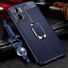Silikon Hülle Handyhülle Gummi Schutzhülle Flexible Leder Tasche mit Magnetisch S01 für Xiaomi Redmi Note 11E 5G Blau