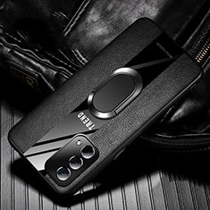 Silikon Hülle Handyhülle Gummi Schutzhülle Flexible Leder Tasche mit Magnetisch S02 für OnePlus Nord N200 5G Schwarz