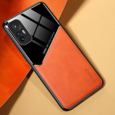 Silikon Hülle Handyhülle Gummi Schutzhülle Flexible Leder Tasche mit Magnetisch S02 für Xiaomi Mi 12S 5G Orange