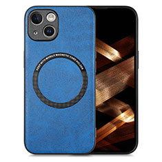 Silikon Hülle Handyhülle Gummi Schutzhülle Flexible Leder Tasche mit Magnetisch S02D für Apple iPhone 13 Blau