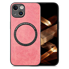 Silikon Hülle Handyhülle Gummi Schutzhülle Flexible Leder Tasche mit Magnetisch S02D für Apple iPhone 13 Rosa