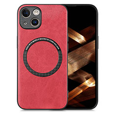 Silikon Hülle Handyhülle Gummi Schutzhülle Flexible Leder Tasche mit Magnetisch S02D für Apple iPhone 13 Rot