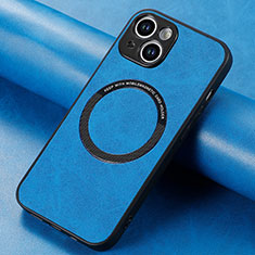 Silikon Hülle Handyhülle Gummi Schutzhülle Flexible Leder Tasche mit Magnetisch S11D für Apple iPhone 14 Blau