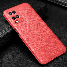 Silikon Hülle Handyhülle Gummi Schutzhülle Flexible Leder Tasche S01 für Oppo A54 4G Rot