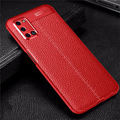 Silikon Hülle Handyhülle Gummi Schutzhülle Flexible Leder Tasche S01 für Oppo A72 Rot
