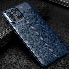 Silikon Hülle Handyhülle Gummi Schutzhülle Flexible Leder Tasche S01 für Oppo Find X3 Pro 5G Blau