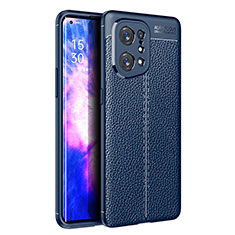 Silikon Hülle Handyhülle Gummi Schutzhülle Flexible Leder Tasche S01 für Oppo Find X5 5G Blau