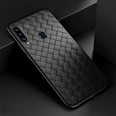Silikon Hülle Handyhülle Gummi Schutzhülle Flexible Leder Tasche S01 für Samsung Galaxy A20s Schwarz