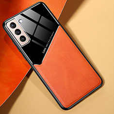 Silikon Hülle Handyhülle Gummi Schutzhülle Flexible Leder Tasche S01 für Samsung Galaxy S21 5G Orange